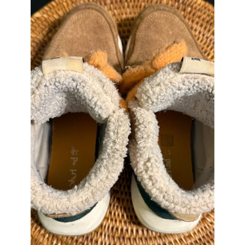 Timberland Delphiville bSuede Fleece Lined Sneaker Boots Tan Green Womens 7.5